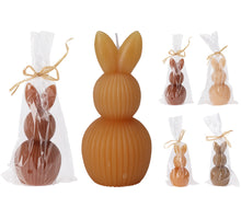 Kerze Hase D6 H13cm 4er-Set, verschiedene Farben im Beutel