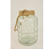 Windlicht Glas ''Tulpe'' mit Juteseil D11,5/15 H18cm