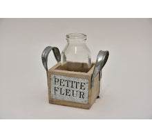 Tablett grau mit 1 Flasche ''petite fleurs'' 6,7x6,7x10cm
