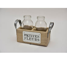 Tablett grau mit 2 Flaschen ''petites fleurs'' 12.5x6.7x10cm