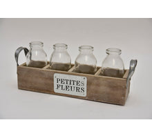 Tablett grau mit 4 Flaschen ''petites fleurs'' 24.5x6.7x10cm