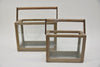 Set/2 Laterne Holz grau mit Griff 23x10.5x17.5 / 30x15x22cm