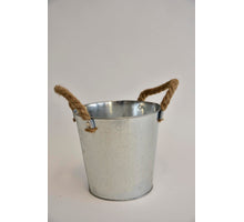 Zink Eimer mit Jute Ohren D17 H16,5 cm