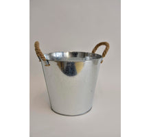 Zink emmer met jute oren D25 H22,5cm