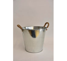 Zink emmer met jute oren D28 H25,5cm