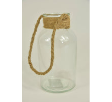 Glasflasche Limerick D10 H20cm klar mit Juteband