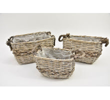 Oorpot zink/riet rond ''Hoog'' L grijs D25 H22cm