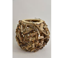 Hanging basket riet Grey wash D32 H17cm