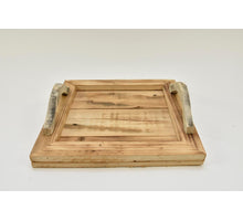 Tablett quadratisch mit Griffen Holz natur 39x39x7cm