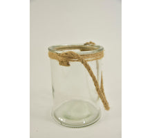 Windlicht Glas mit Juteseil D12 H16.5cm