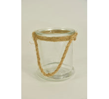 Windlicht Glas rund mit Juteseil D9 H10cm