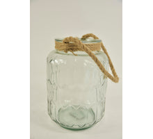 Glasvase ''Bee'' rund mit Juteseil D18 H25cm
