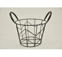 Metallkorb ''Dennis'' rund mit Ohren schwarz D20 H14cm