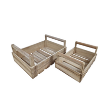 Set/2 Kisten/Tabletts 35x25x14cm Holz Natur-Wash