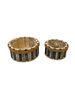 Set/2 houten planter Wall rond grijs met touw D23/18 H10/9cm