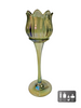 Teelichthalter „Tulpe“ L, glänzend grünes Glas, 7 x 7 x 22 cm