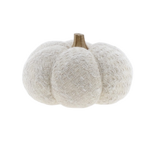Stoffen pompoen in crewel-stijl met houten steel 20x15cm Ecru