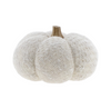 Stoffen pompoen in crewel-stijl met houten steel 9x9cm Ecru
