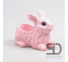 KANINCHEN MIT PFLANZGEFÄSS ZEMENT 21X13.5X16 CM ROSA