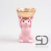 HASE MIT SCHALE ZEMENT 15X12.5X23 CM ROSA