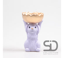 HASE MIT SCHALE ZEMENT 11X9,5X18 CM FLIEDERFARBEN