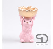 HASE MIT SCHALE ZEMENT 11X9,5X18 CM ROSA