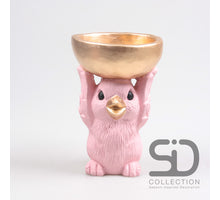 VOGEL MIT SCHALE ZEMENT 22X14.5X22 CM ROSA
