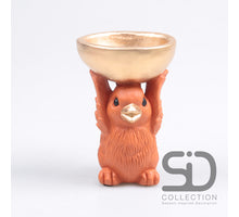 VOGEL MIT SCHALE ZEMENT 14X9.5X14 CM STEIN ROT