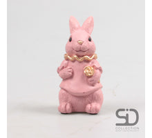 KONIJN MET BLOEM 7.7X6.3X14.5 CM PINK CEMENT