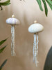12x Zee-egel ornament hangend lila met witte kralen D6 H18cm