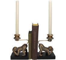 Set/2 Buchständer Affe Polyresin Gold 28x8.5x19cm