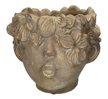 Blumentopf Zement Gesicht Gold 21x23x26cm