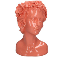 Vase Dame Blumen Polyresin Rosa 18x19x29cm
