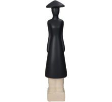Ornament Menschen Feines Steingut Schwarz 9,5x9x39cm