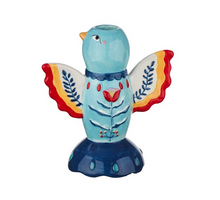 Aardewerk kaarsenstandaard indigo swallow blauw 14x8,5x16cm