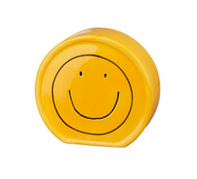 Aardewerk vaas smiley geel 13,7x5x12,7cm