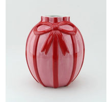 Keramikvase mit Schleife, rosa/rot, 17x17x18,5cm