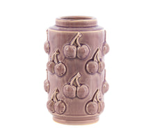 Aardewerk vaas cherries paars 14,5x14,5x22,5cm