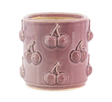 Aardewerk bloempot cherries paars 18,5x18,5x17cm