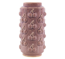 Aardewerk vaas cherries paars 17,5x17,5x35,5cm