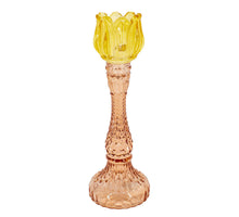 Waxinehouder tulp oranje met roze D10 H29cm