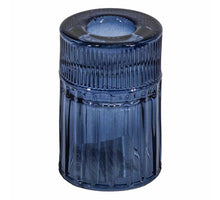 Glazen kaarsenstandaard blauw 4,9x4,9x7cm