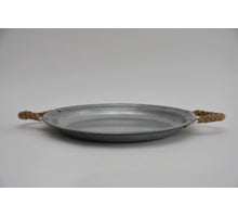 Zinkplateau rond met jute oren 40cm