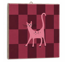 Tegeltje pink cat 10,5x10,5x0,5cm