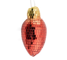 Kersthanger discobal 9,5cm roze/geel