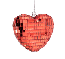 Kersthanger disco hart 6,5cm rood
