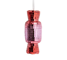 Kersthanger disco snoep 10,5cm roze/rood